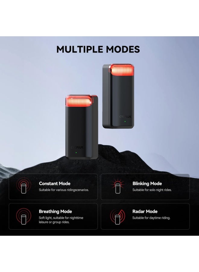 CYCPLUS L7 Advanced Bike Radar Tail Light with with Precise Brake Sensing, Real-Time Vehicle Detection Up to 160m, IPX6 Waterproof Bicycle Rearview Light for Night Riding - Image 2